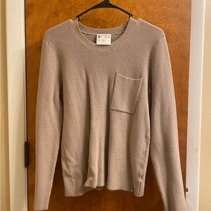 Medium FIGS Latte Women's Loungewear Ribbed Knit Pocket Sweater